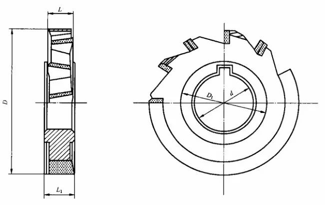 Oblique tooth three-edge milling cutter