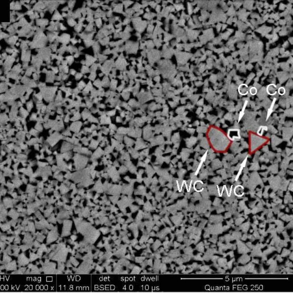 microstructure en carbure de tungstène